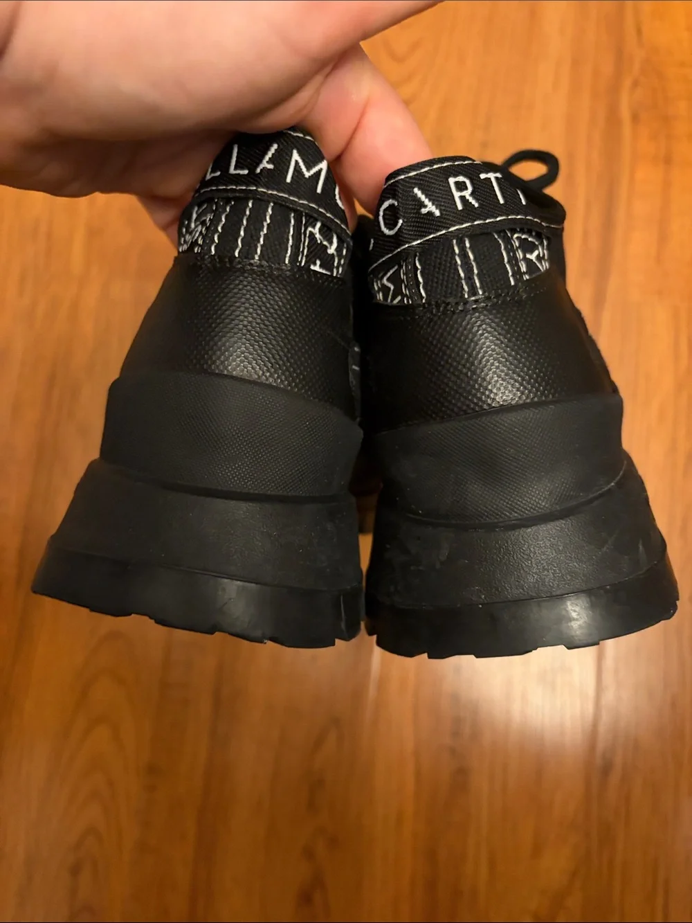 Stella McCarney + vibram Men's Black Canvas Lace-Up Platform Sneakers,39/ US 8.5